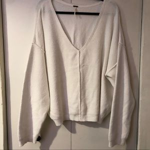 Free People V Neck White Sweater